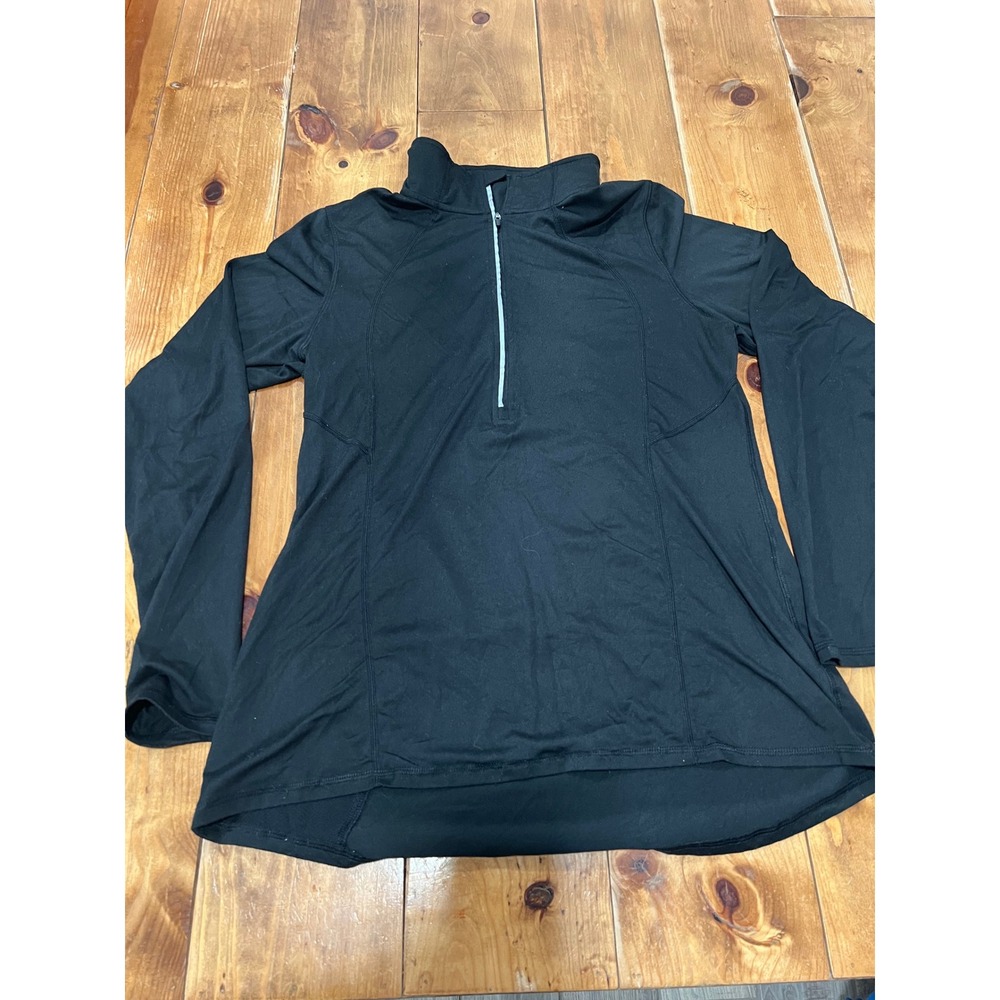 Champion C9 Womens Black Quarter Zip Long Sleeve Running Pullover Shirt Large